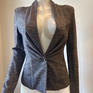 Banana Republic Black/Gray Herringbone Tweed Jacket/Blazer